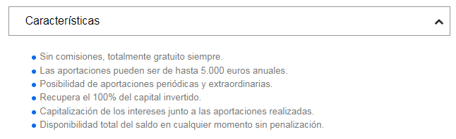 Características Cuenta Ahorro 5 CIALP de Banco Sabadell