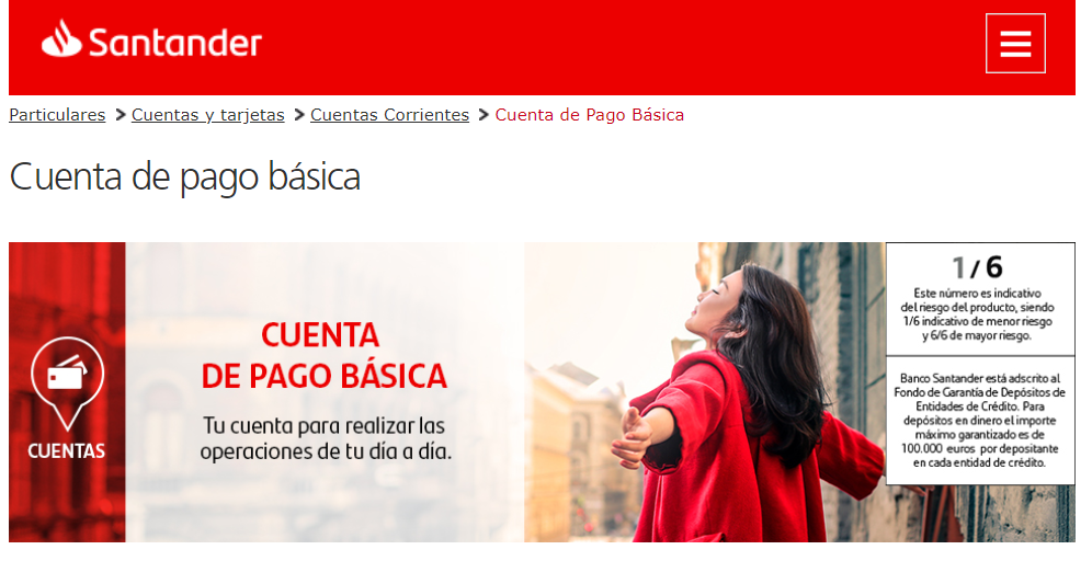 Cuenta de pago básica Banco Santander