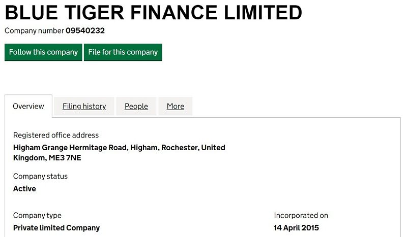 Blue Tiger Finance LTD UK
