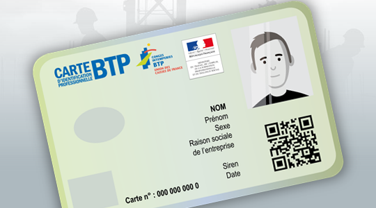 Carte BTP trabajadores construcción en Francia