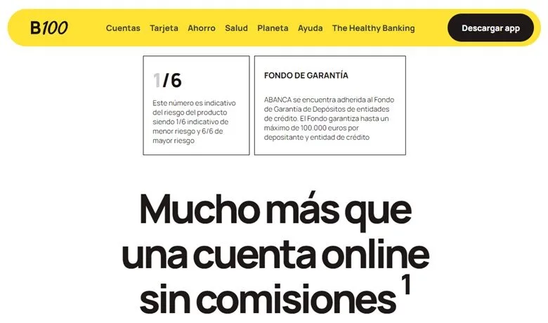 Cuenta B100 sin comisiones